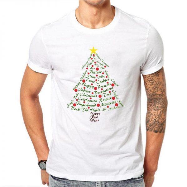 Майка белая с новогодней елочкой и поздравлениями