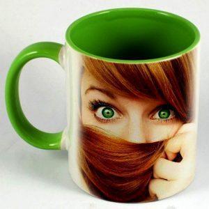 Кружка зеленая внутри и ручка с фото