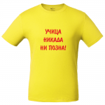 Футболка желтая УЧИЦА НИКАДА НИ ПОЗНА!