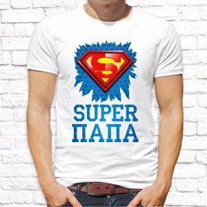 Футболка парная белая SUPER папа и SUPER мама М