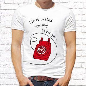 Футболка парная белая I just call to say I LOVE YOU М