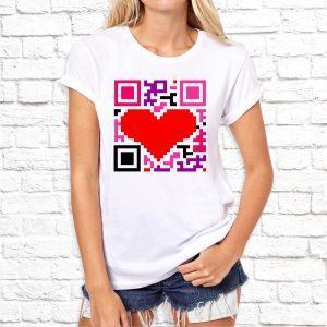 Футболка парная белая QR код любви