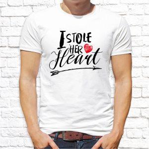 Футболка М парная белая I stole yer heart and stealing lastname