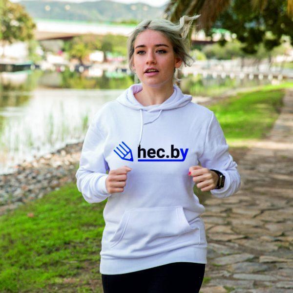 Толстовка с hec.by белая бегающая девушка