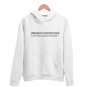 Худи белая PRESENT CONTINUOUS