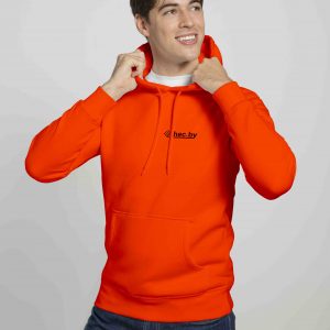 Мужская худи оранжевая парень с логотипом hecby